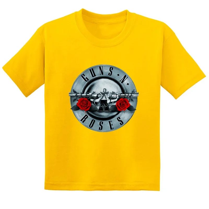 Rock Band Gun N Roses Print Fashion Kids T-shirt Girls Clothes Summer Cotton Short Sleeve Baby Boys T Shirt Children's Clothing