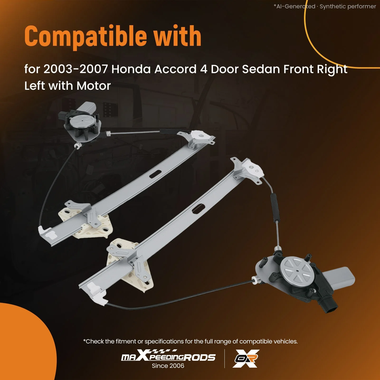 Window Regulator w/ Motor 741-306 741-307 for Honda Accord 03-07 Front Set
