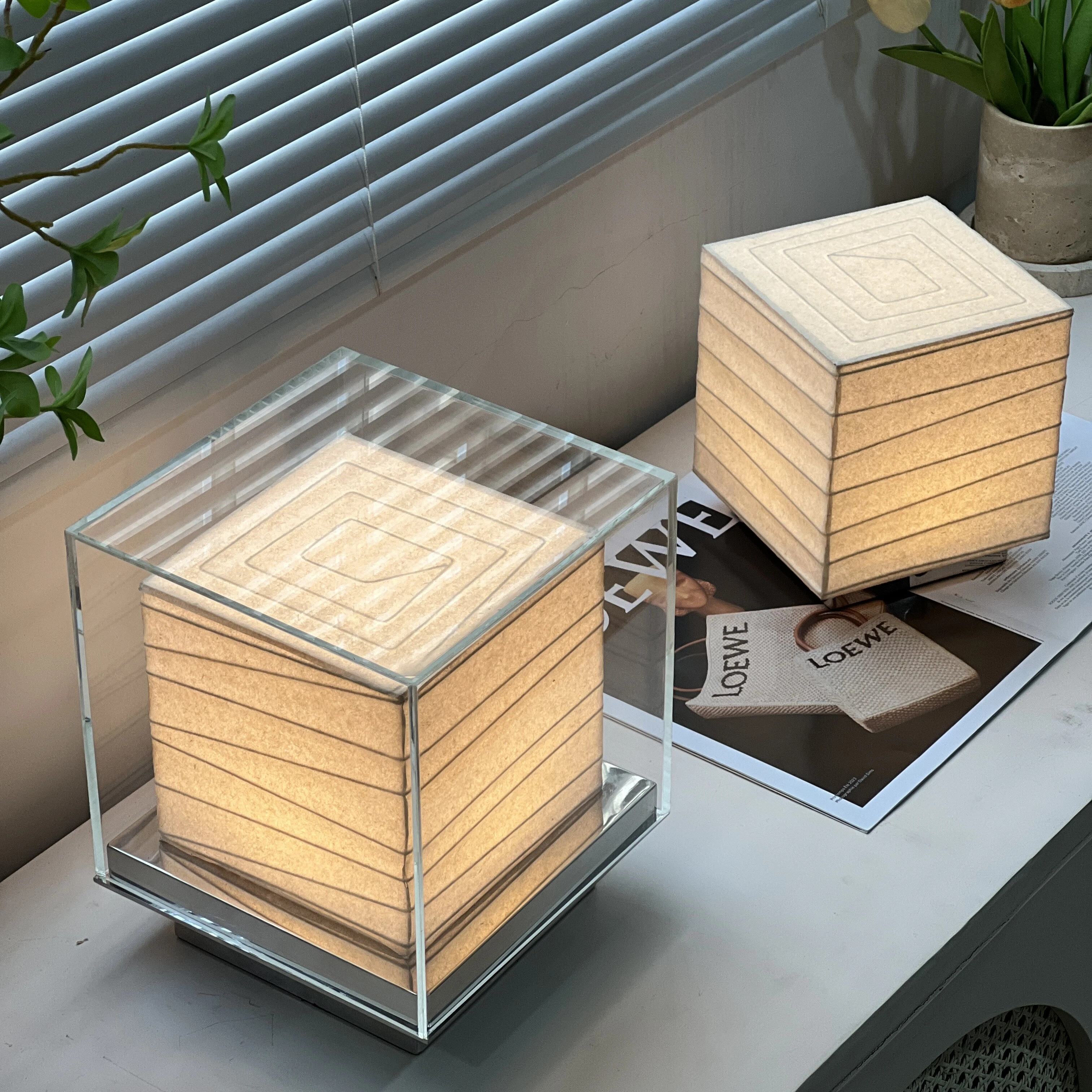

Modern Simple Living Room Bedroom Bedside Table Lamp Square Hotel Touch Rechargeable LED Table Lamps