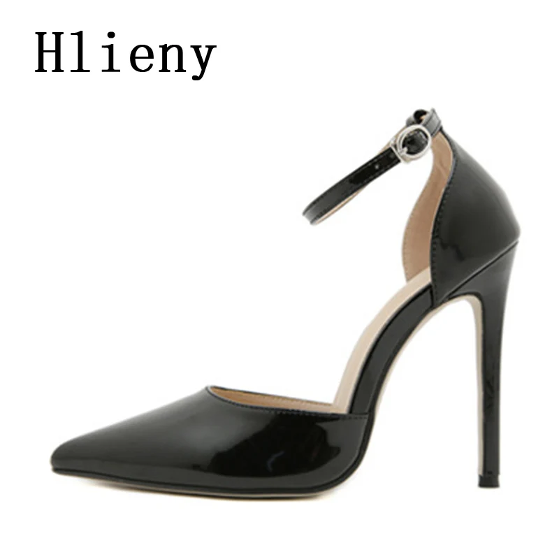 Hlieny Size 35-42 Black Patent Leather Designer Pointed Toe Stiletto Pumps Women Fashion High Heels Party Stripper Prom Shoes