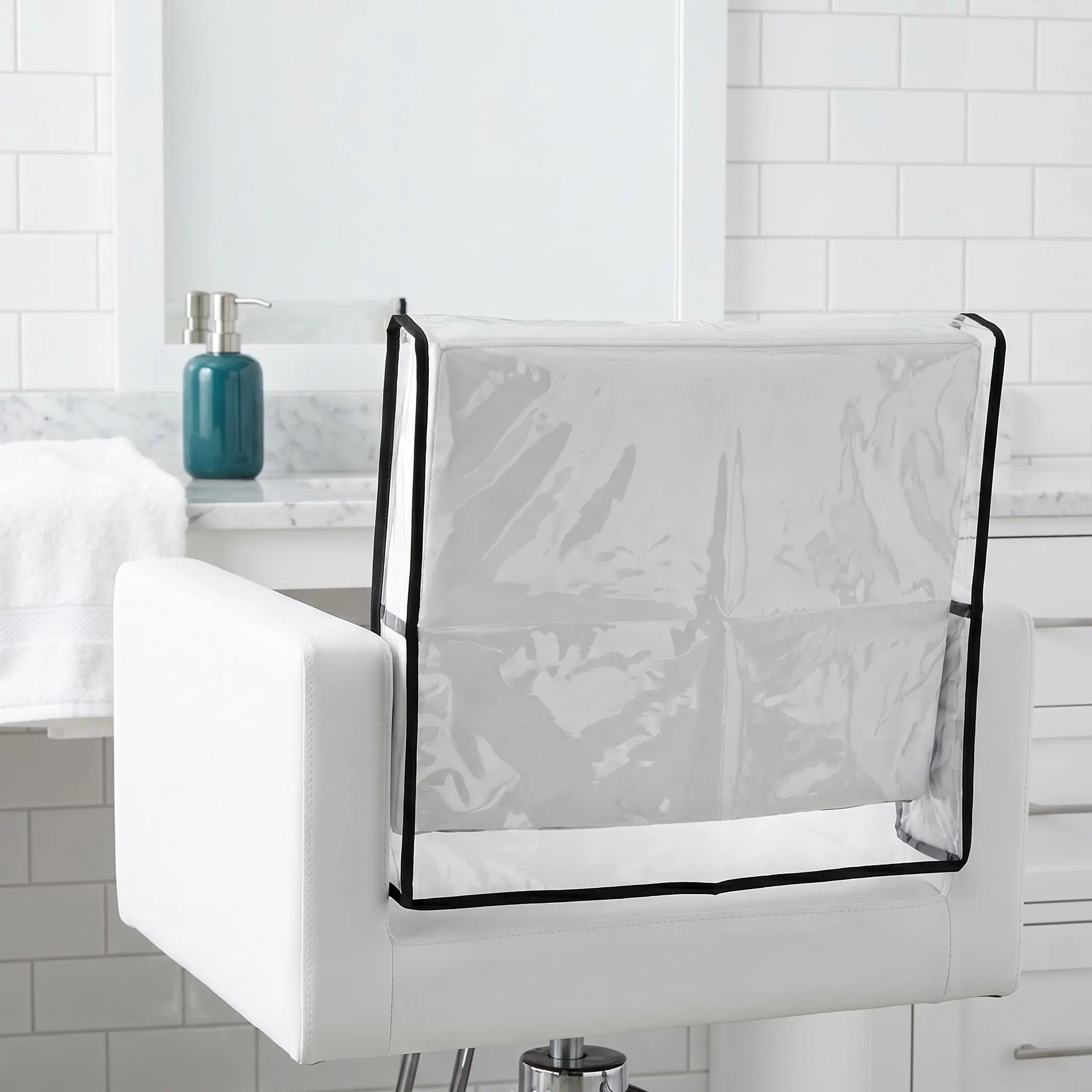Clear Hair Salon Chair Protective Cover Waterproof Spillproof Backrest Cover for Beauty Salon Barbershop Spa Vinyl Chair
