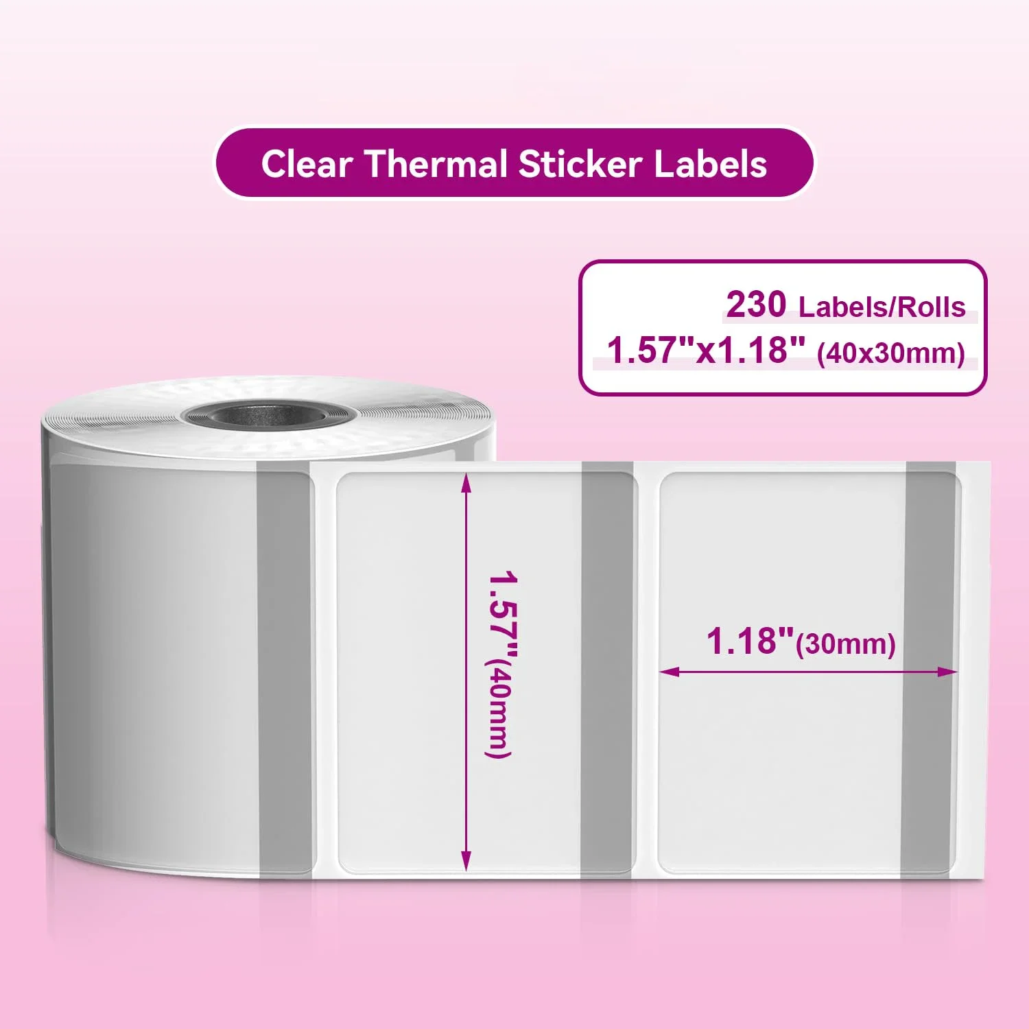 Transparent Rectangle Labels Pink on Clear 1.57