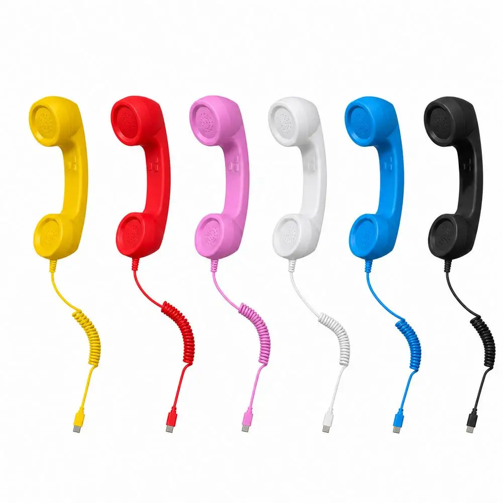 Retro-Telefonhörer, Typ-C & 3,5-mm-Telefon-Headset, tragbares Vintage-Telefon-Headset für Videokonferenzen mit Mobiltelefonen, praktisch – Detail 10
