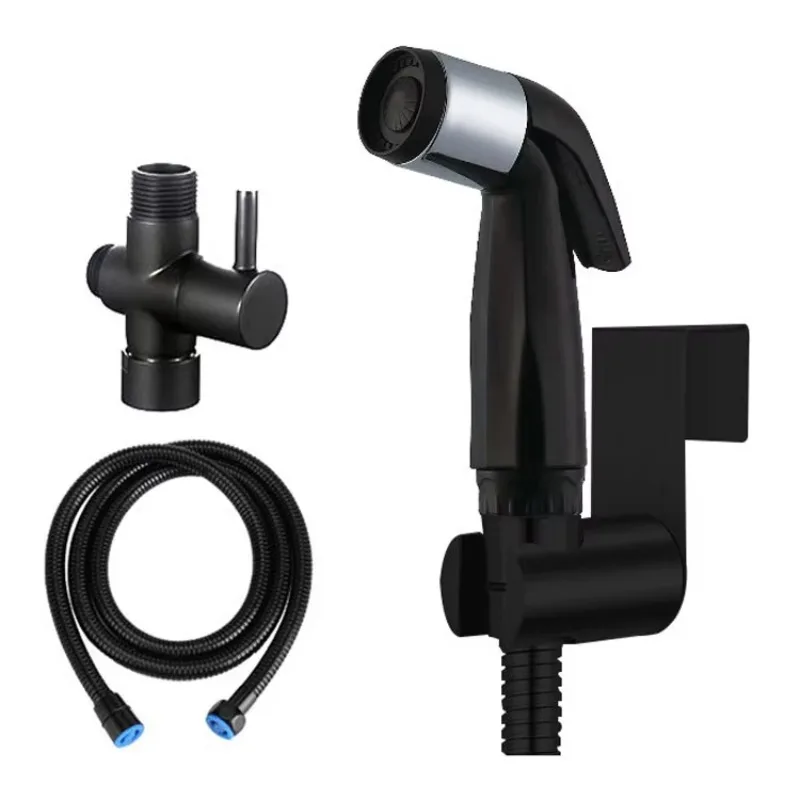 

Black Stainless Steel Modern Wall-mounted Portable Bidet Toilet Attachment with Sprayer Set for Hotel Use
