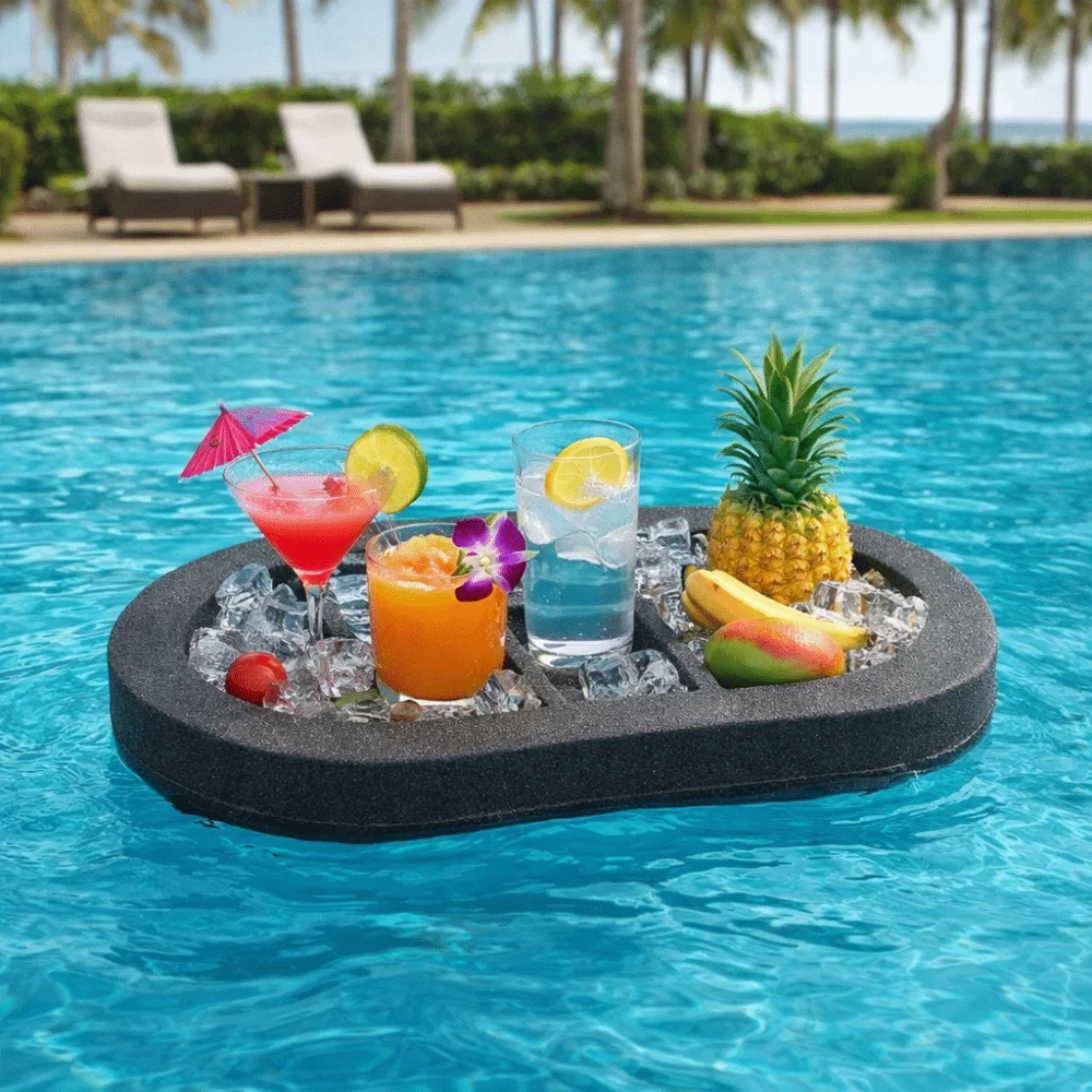 Cup Holder Multi-Function Swimming Pool Floating Tray Waterproof Stable Floating Basket Multi-Hole Pool Drink Float Beach