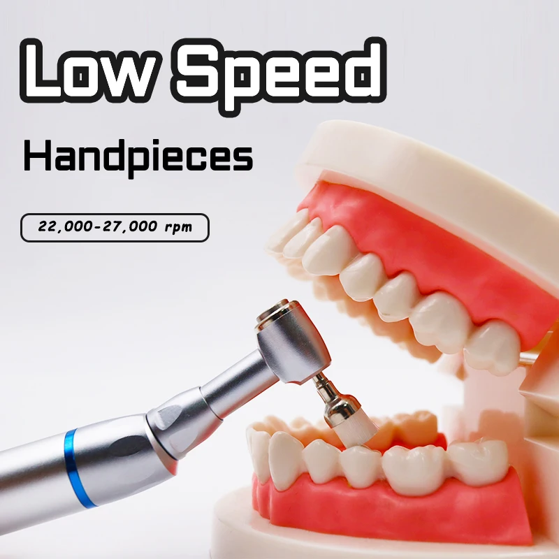 Dental Push Button Type Slow Speed Contra Angle Handpiece Turbine E-type Low Speed Kit 1:1 External Water Spray Air Turbine