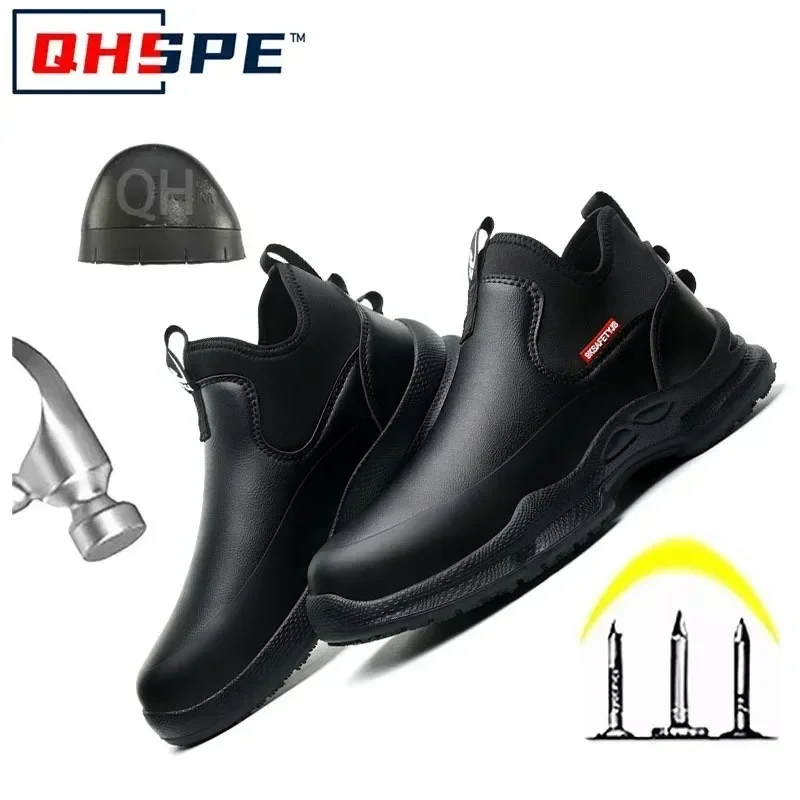 Men Composite Toe Safety Shoes Anti Smash Puncture Proof Lightweight Rubber Sole Slip Resistant Comfortable Work Boots