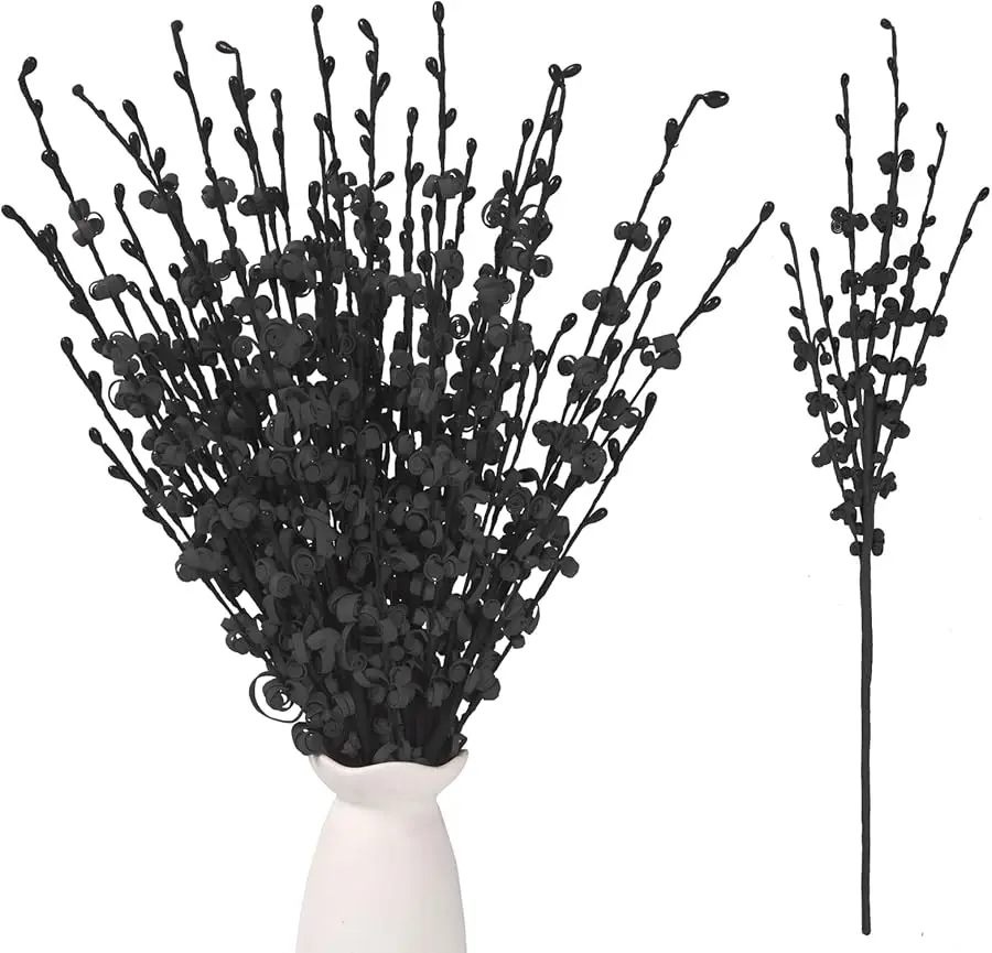 

10pcs 17.5" Faux Jasmine Artificial Flowers Tall Black Floral Branches for Home Wedding Vase Filler Party DIY Decoration Hallowe