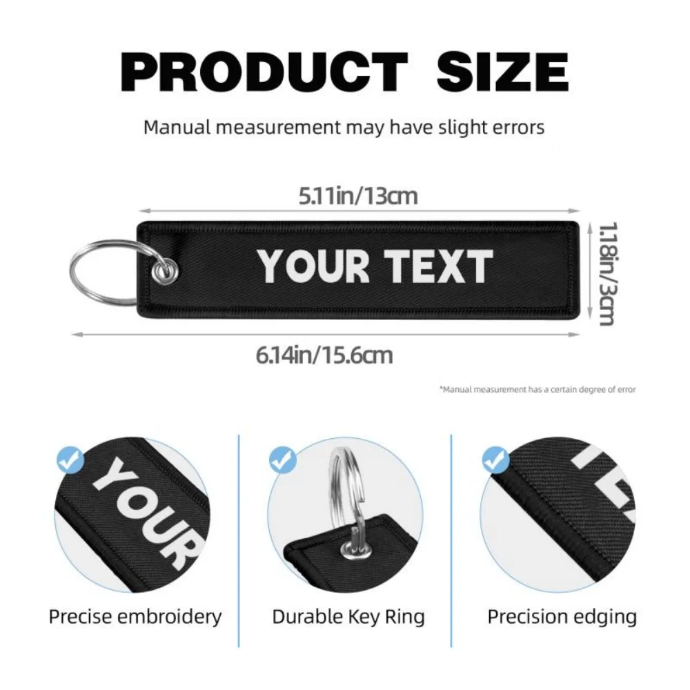 Personalized Single Side Embroidered Name Keychain Custom Luggage Tag for Suitcase Bag Anti-lost Travel Identifier Cute Gift