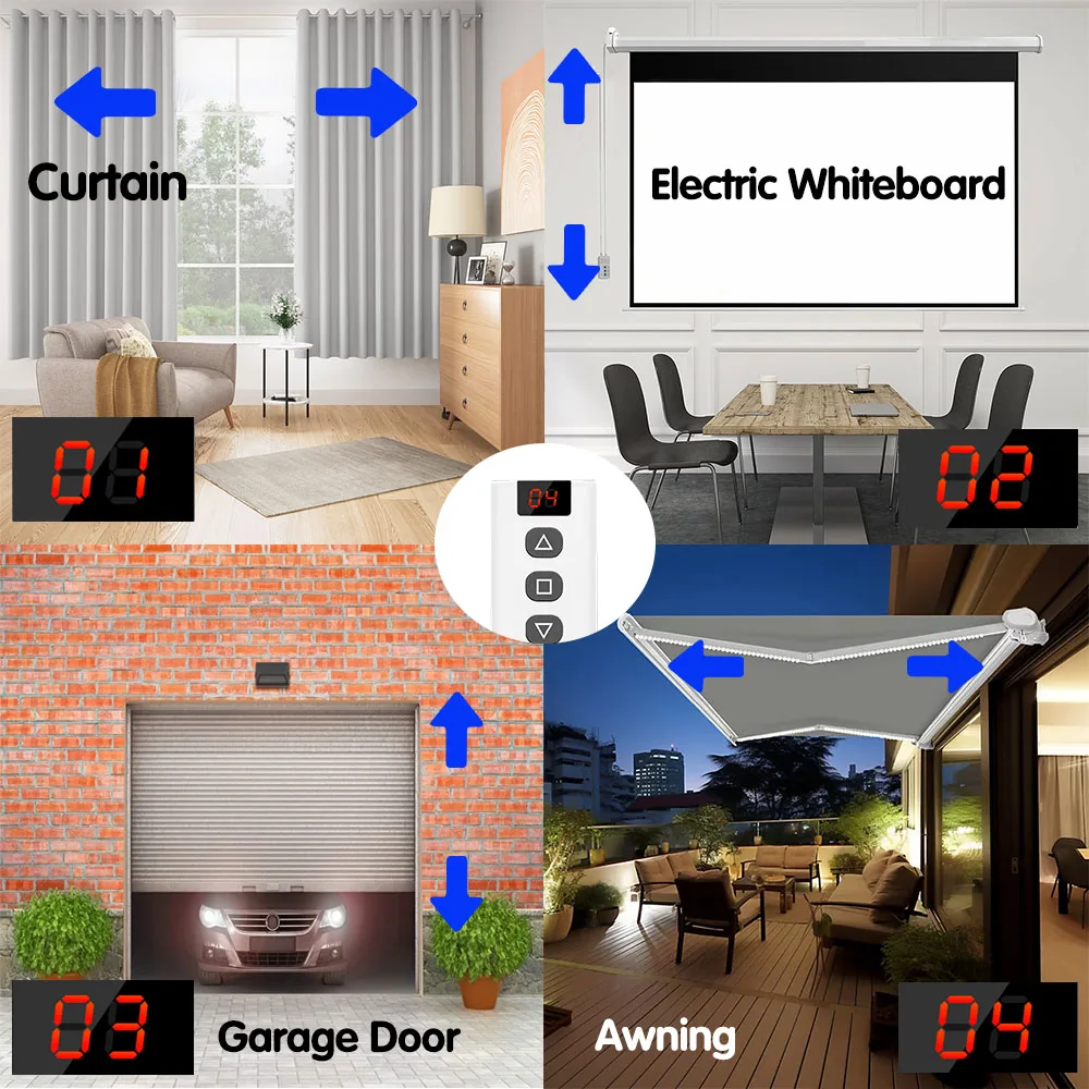 WiFi RF Roller Shutter Switch and 433MHz 5-in-1 Wireless Remote Control for Blinds, AC Motor Work with Tuya, Google Assist, Alex