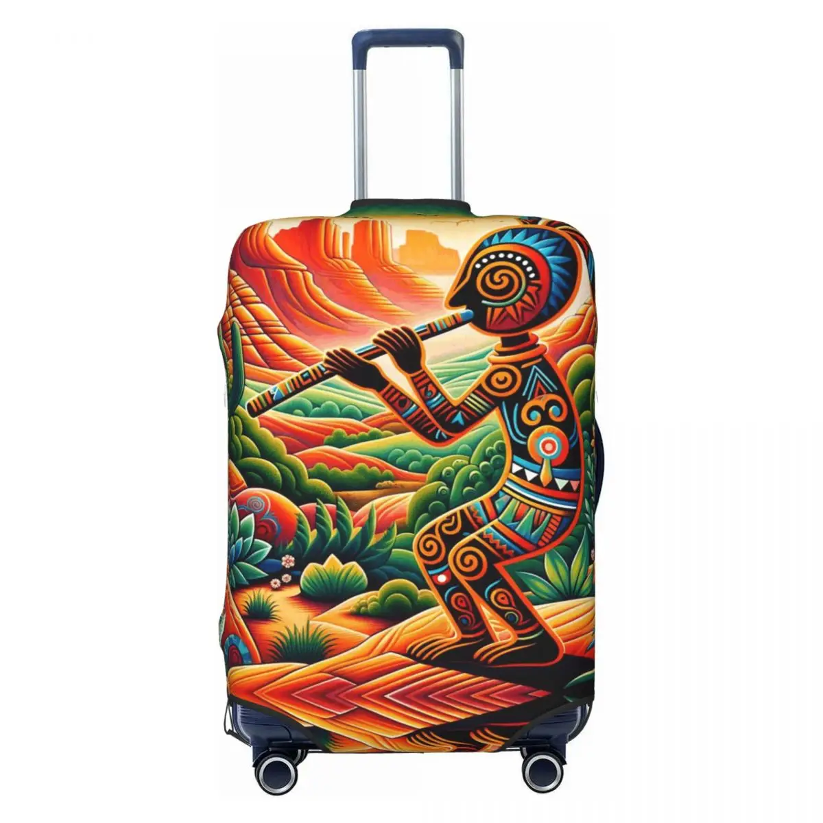 

Custom Southwest Tribal Native American Kokopelli Luggage Cover Protector Funny Travel Suitcase Protective Cover for 18-32 Inch
