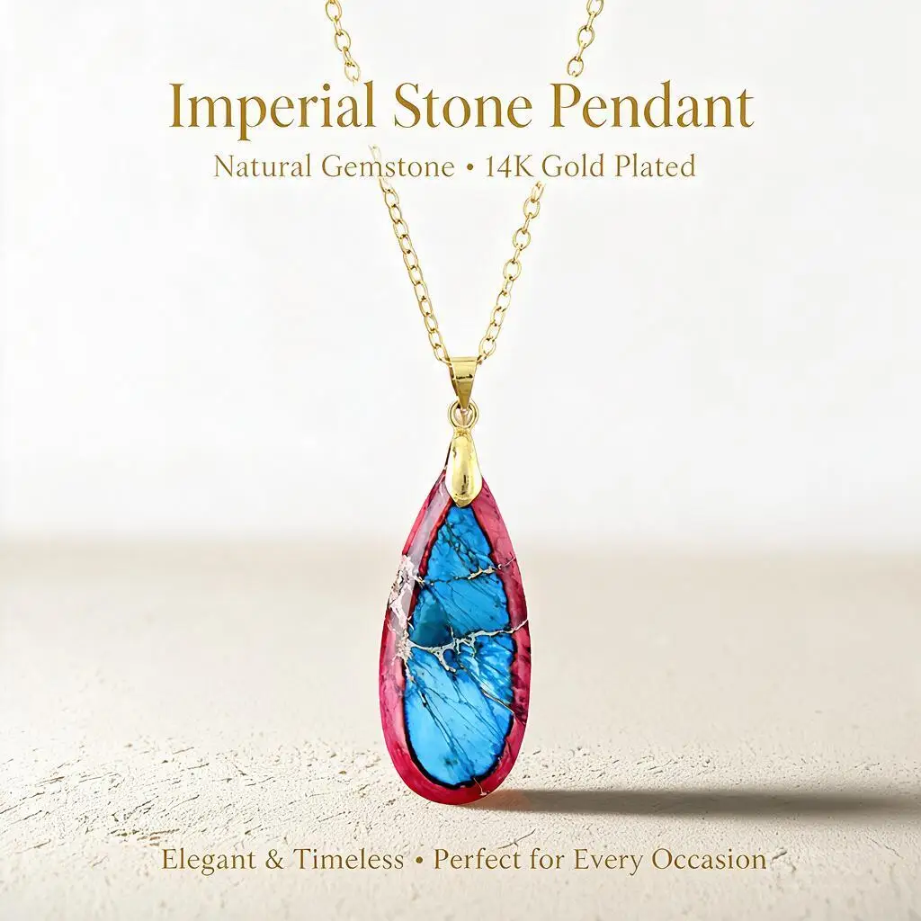 Jade Teardrop Pendant Necklace Chinese Style 18k Gold Plated Dainty Chain Multicolor Jewelry For Women Girls Daily Party Gift