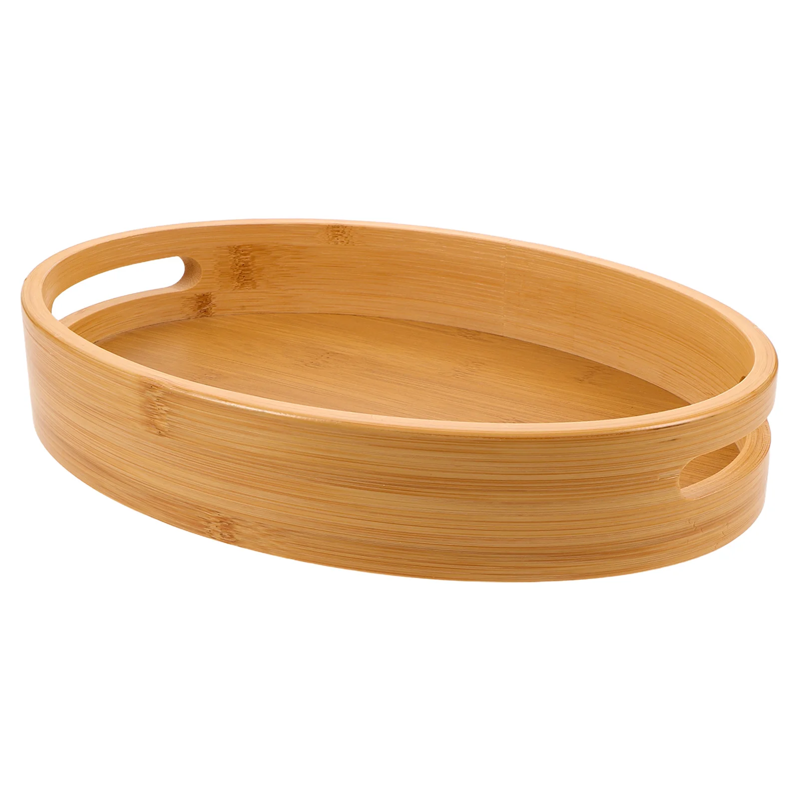 

Wooden Serving Tray Large Capacity Oval Shape Natural Grain Wood Tray For Tea Snacks Fruits Bread Breakfast Coffee Table Use