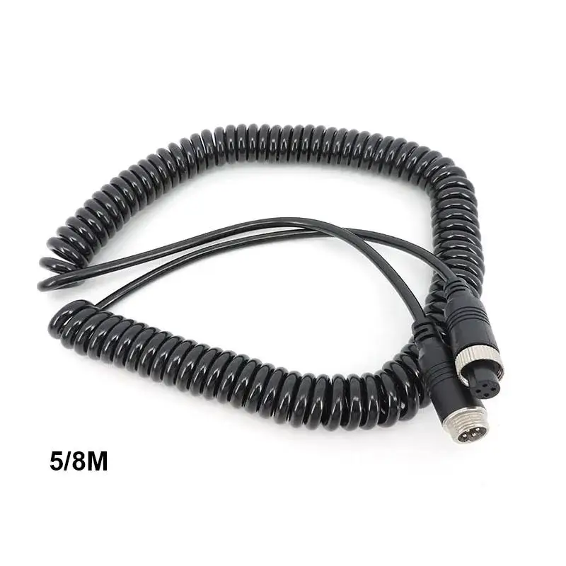 5M 8M 4 Pin core spring Aviation male to female Extension extend Cable car connector power Monitor for Camera Video Bus Truck