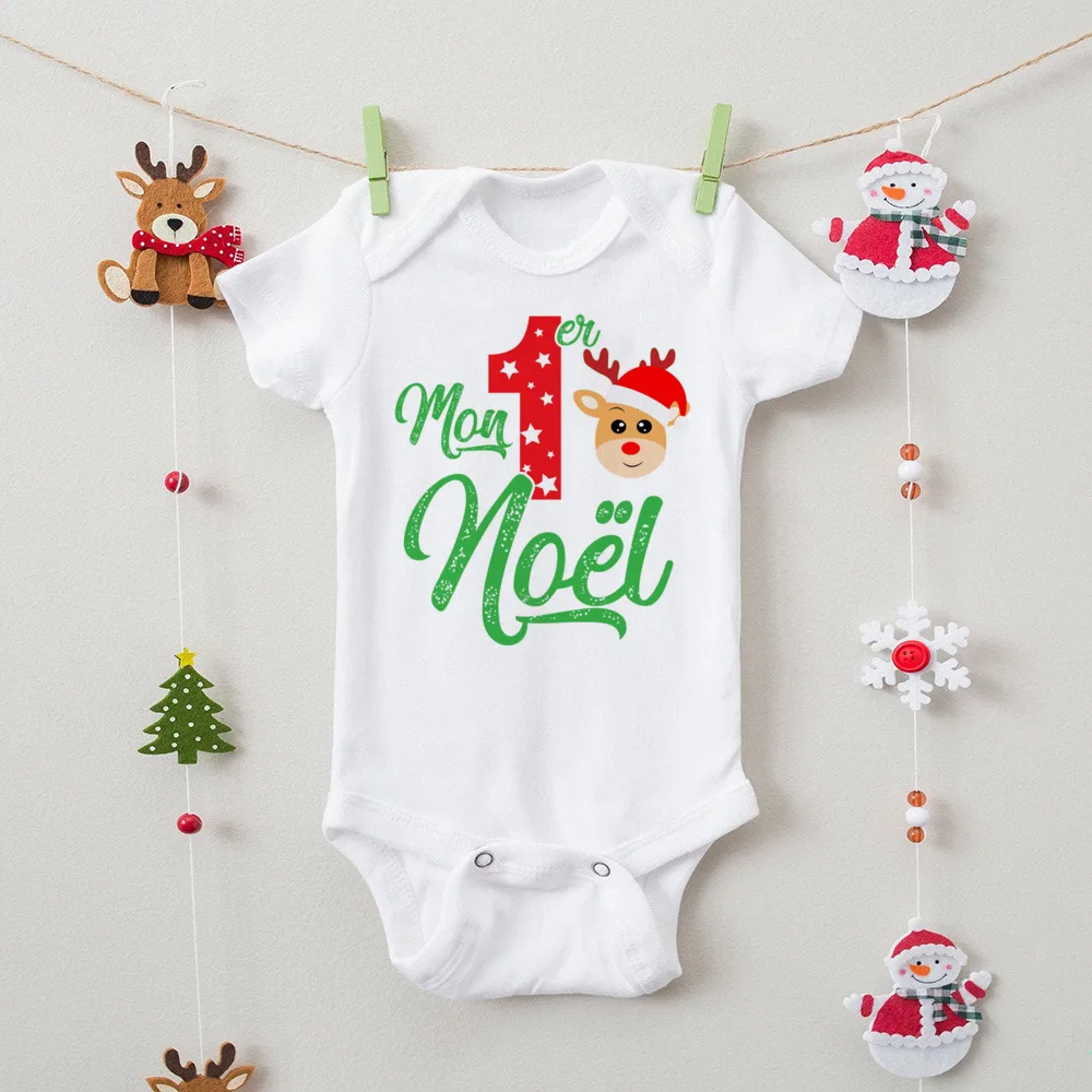 First Christmas Newborn Bodysuit Body Baby Clothes Kids Playsuit Xmas Party Gift Boys Girls Rompers Short Sleeve Infant Jumpsuit