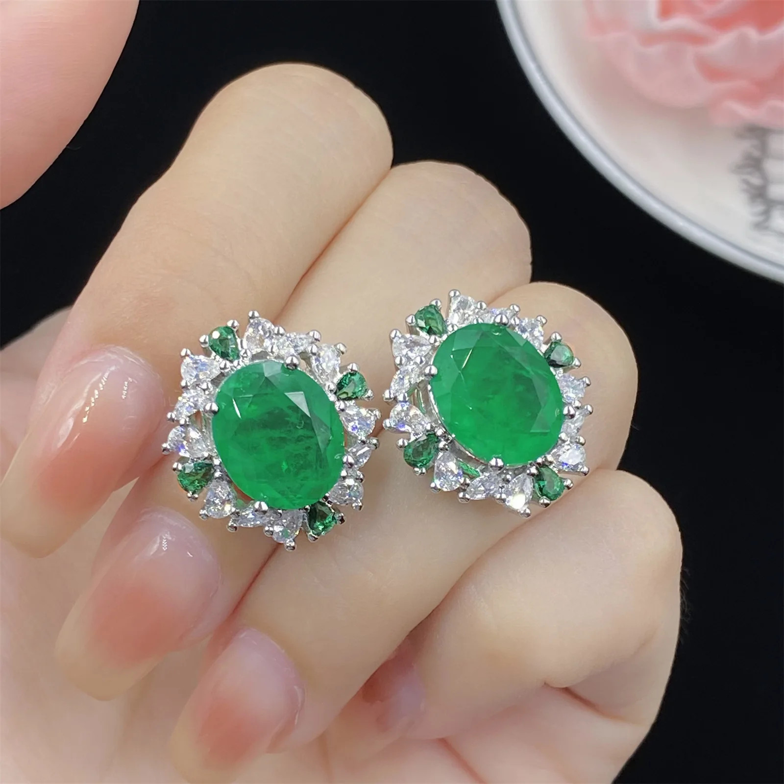 Handmade 20ct Lab Emerald Diamond Jewelry set 925 Sterling Silver Engagement Wedding Rings Earrings Necklace For Women Jewelry