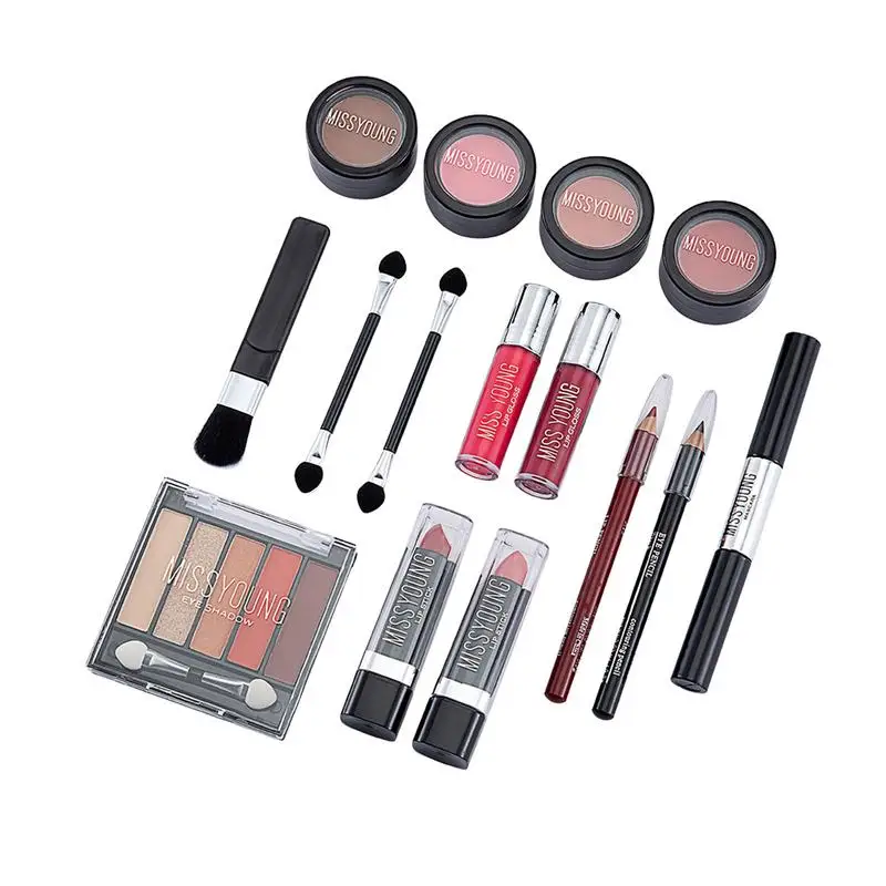 Kit complet de maquillage pour femme, ensemble de maquillage féminin, ombre à barrage, palette de fards à barrage, Jules Gloss, mascara, pinceaux pour les yeux, sac de maquillage, nouveau