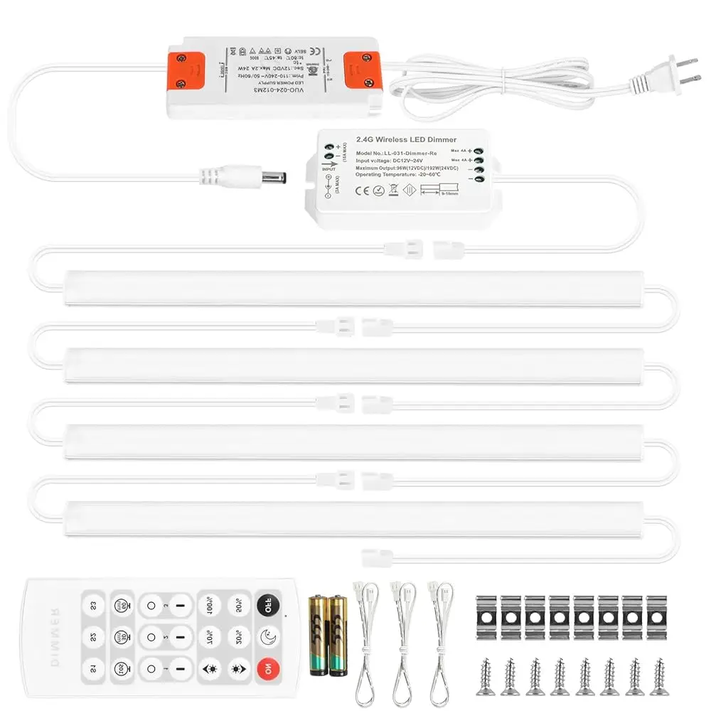 

Under Cabinet Lights Plug In. Slim. Super Bright. 21W. Dimmable. 1 Remote Controls Multiple Lighting Kits Synchronously.