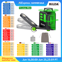 HILDA Laser Level 2 lines/5 Lines 360 Automatic Leveling Level Construction Tool Equipment Green Light Cross Laser Good Gift