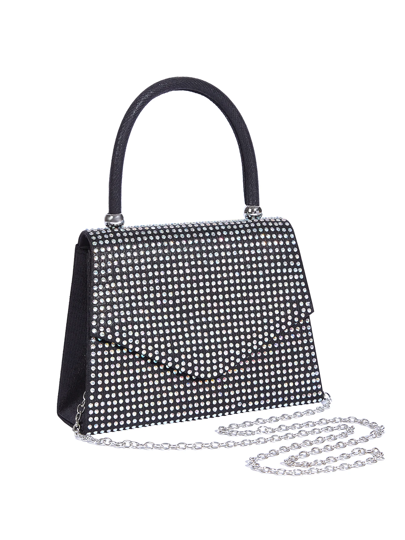 Women\'s Handbag Magnetic Clasp Evening Bag with Rhinestone Decoration Fashion Tote Bag Party Chain Shoulder Bag