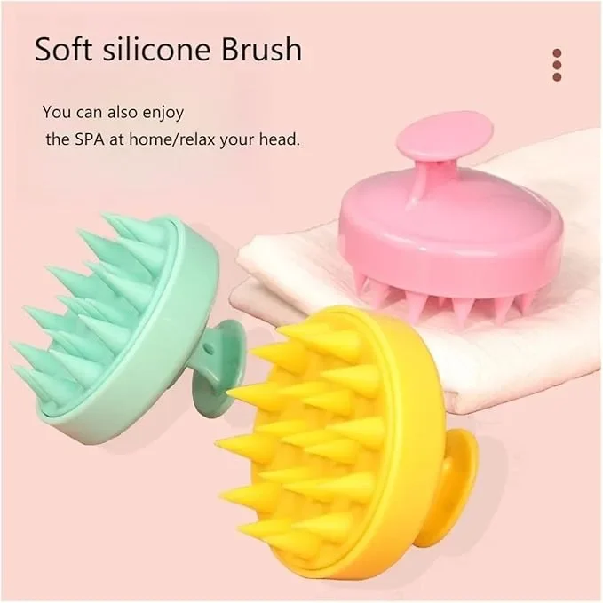 Soft Silicone Bristle Scalp Massage Shampoo Brush Wet Dry Household Portable Hair Care Tool Purple
