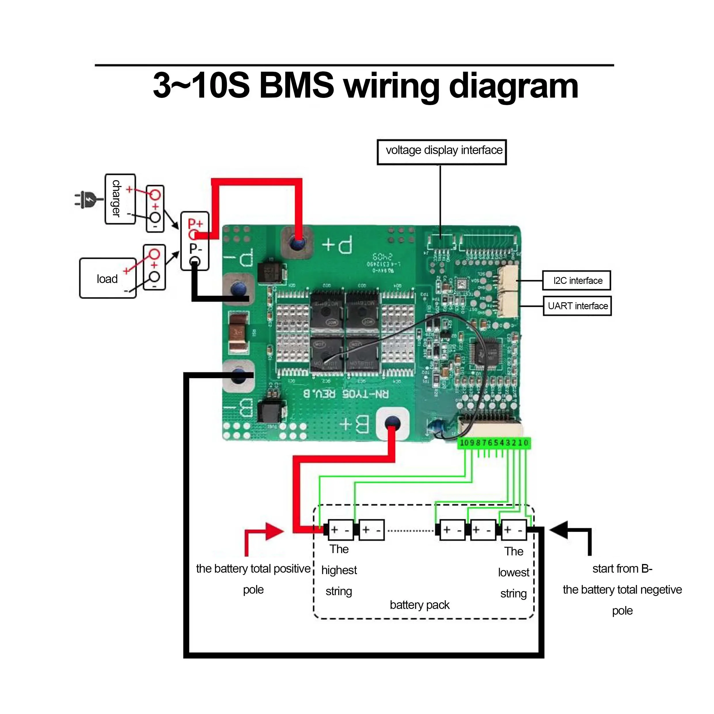 Imagem -03 - Heltecbms-bateria Equilibrada do Lítio-íon 12v 36v Bms 3s 4s 5s 6s 7s 8s 9s 10s 30a 40a 50a