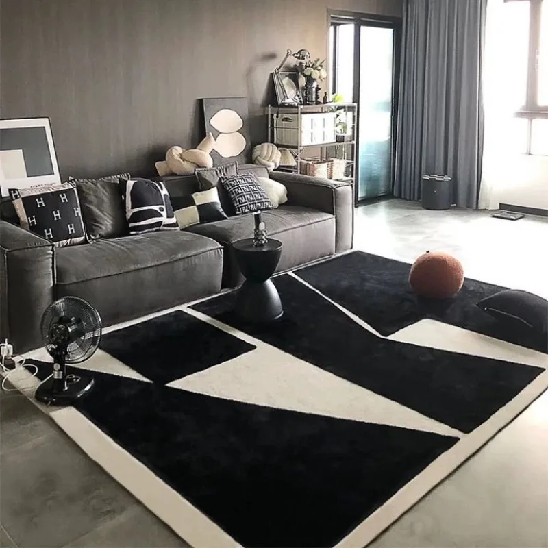 Ins Modern Simple Style Large Living Room Carpet Antiskid Machine Washable Bedroom Aesthetic Rug Soft Fluffy Office Floor Mats