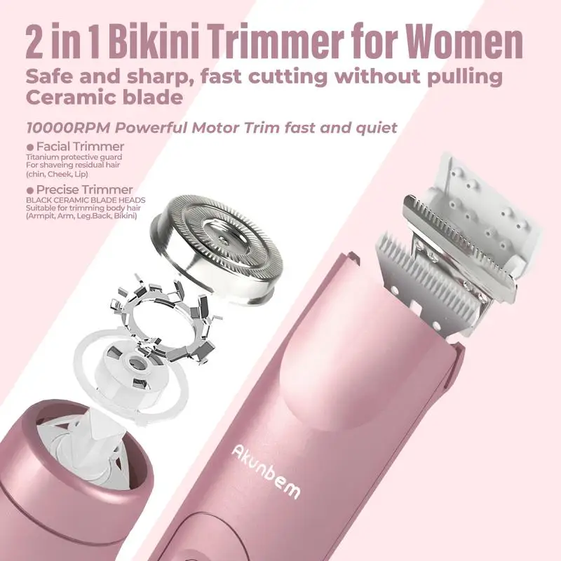 Electric Shaver and Razor Rechargeable 2-in-1 Body and Facial Hair Removal Double Head for Painless Trimming of Pubic Face