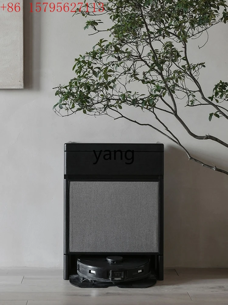 LMMrounded corner sweeping robot cabinet solid wood fabric drawer storage cabinet living room side cabinet