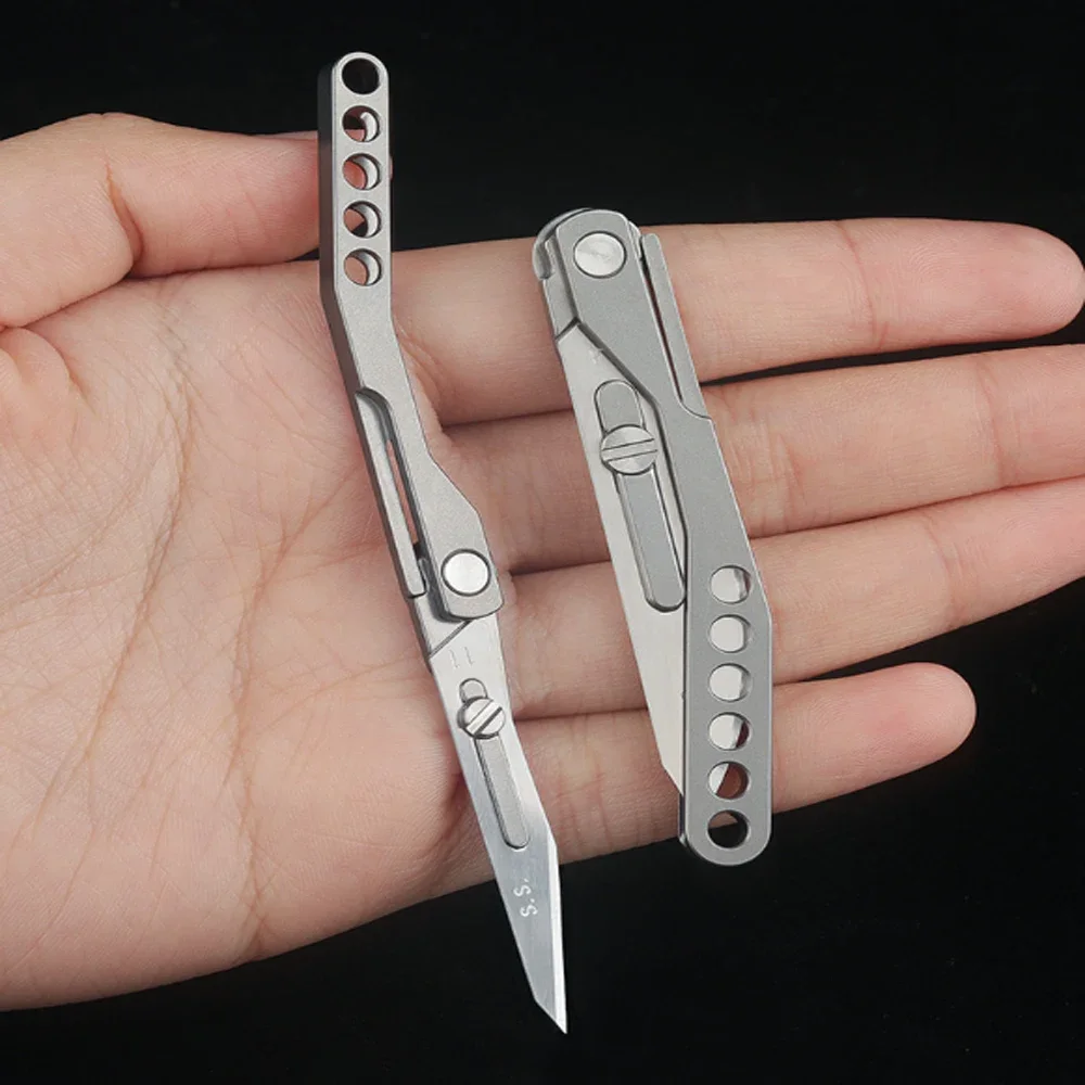 Titanium Alloy Scalpel EDC Outdoor Folding Knife Unpacking Pocket Knife Outdoor Camping Knife No. 23/11 Scalpel Key Buckle