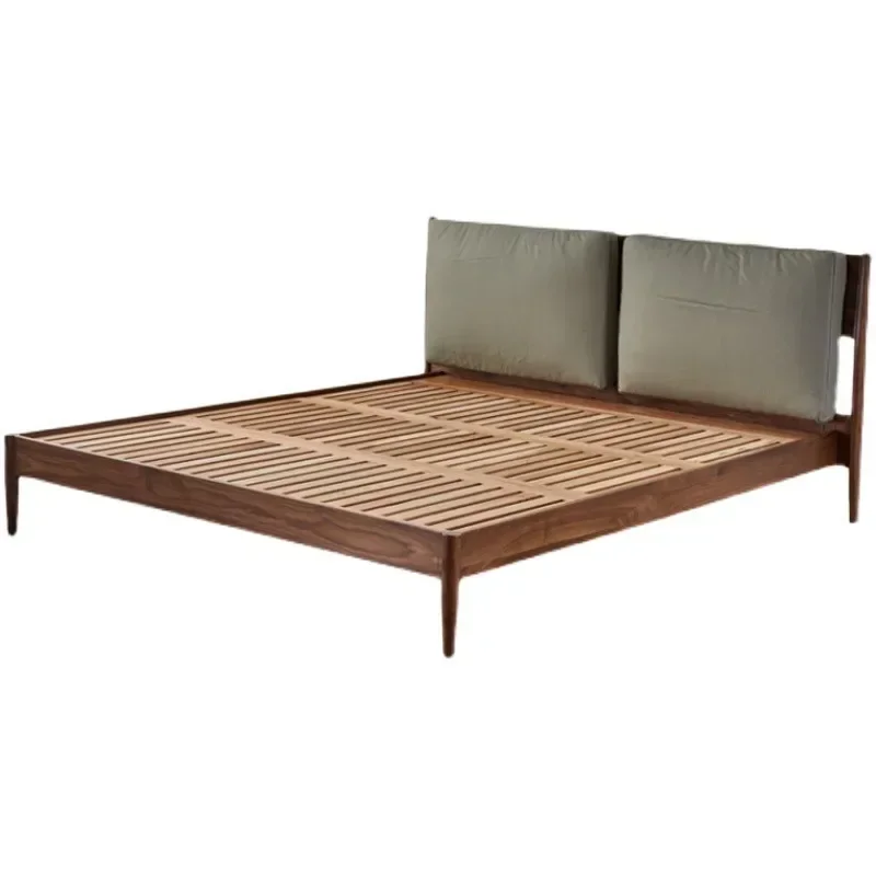 North American black walnut soft bag cowhide soft bag bed master bedroom 1.81.5 meters wedding bed solid wood double
