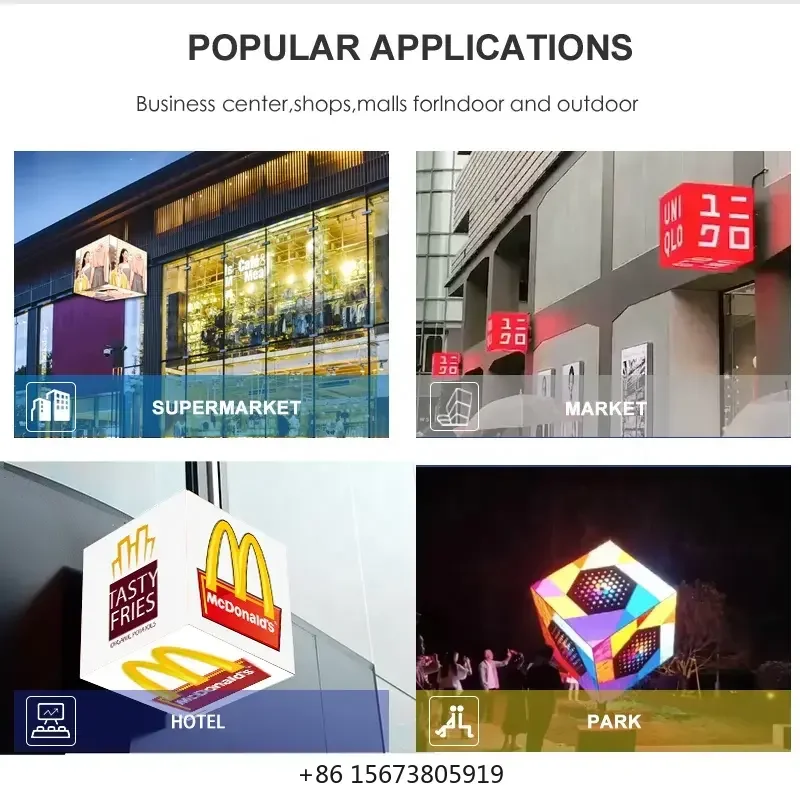 4g Wifi Coffee Shop  App Indoor Outdoor Full Color Advertising Sign Magic Cube Advertising Signage Led Box