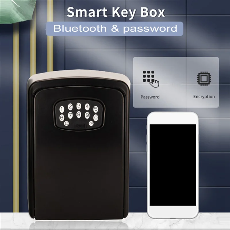 【تصقيد الأخير!】4X TUYA صندوق المفاتيح الذكي بلوتوث اقفال الصناديق تخزين الحياة الذكية App جدار جبل الأمن مضاد للسرقة اقفال الصناديق-كلمة المرور