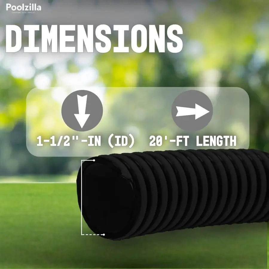 

20 FT Corrugated Pond Hose 11 2 Inch ID, Flexible Reinforced Water Tubing for Aquariums, Pool Maintenance, Ponds, Fountains, Gar