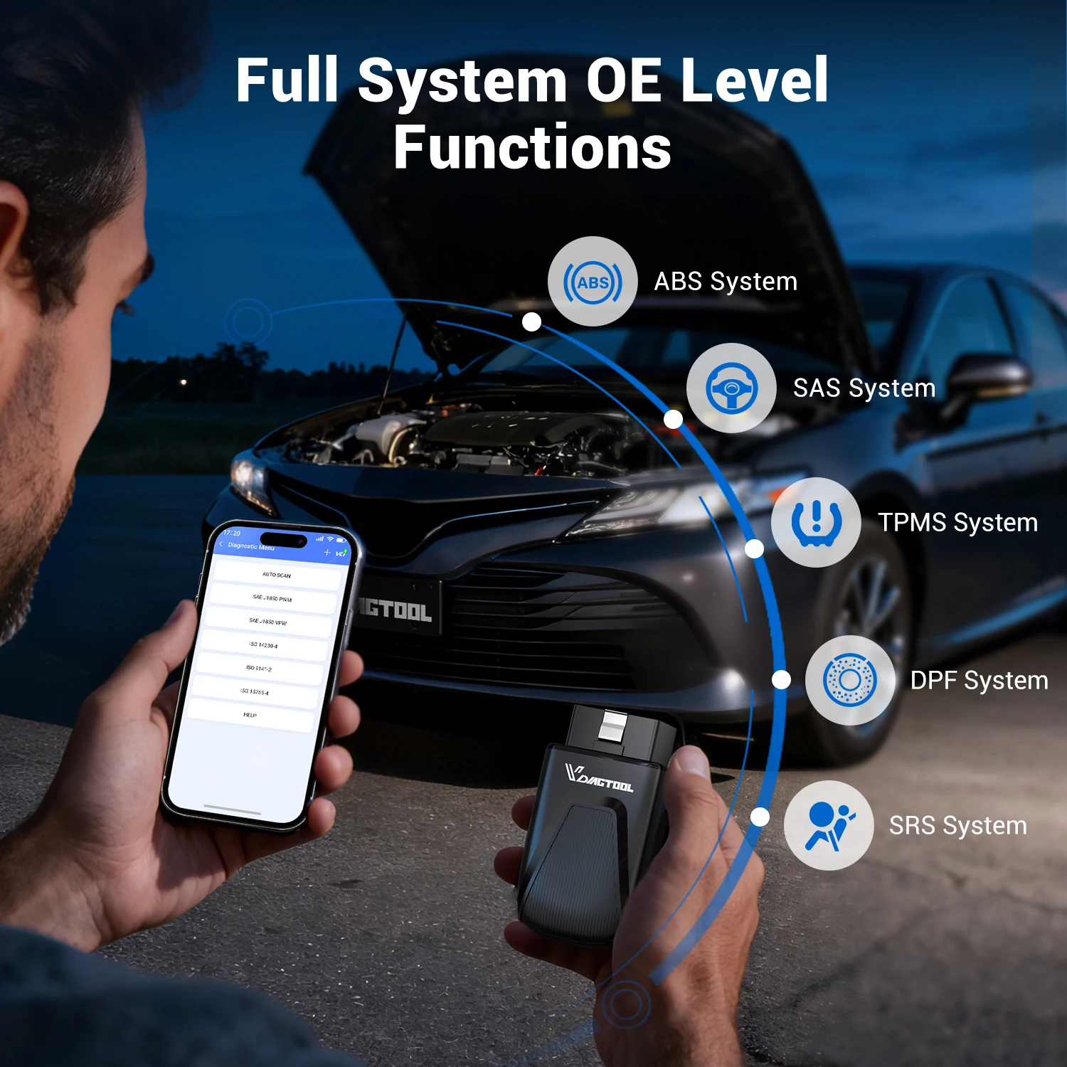 Picture 4: VDIAGTOOL D100 Wireless OBD2 Scanner BT Diagnostic Tool Car Code Reader for iPhone Android Bidirectional Scan Tool Full System Diagnostics with 15+ Resets Support CANFD FCA AutoAuth Lifetime Updates