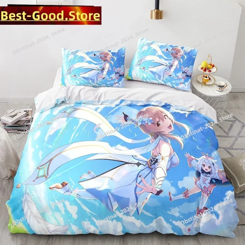 Fashion Genshin Impact Bedding Set Printed single Comforter Quilt Bed Cover Duvet Cover Pillow Case 3 Pieces Set Kids Adult Size