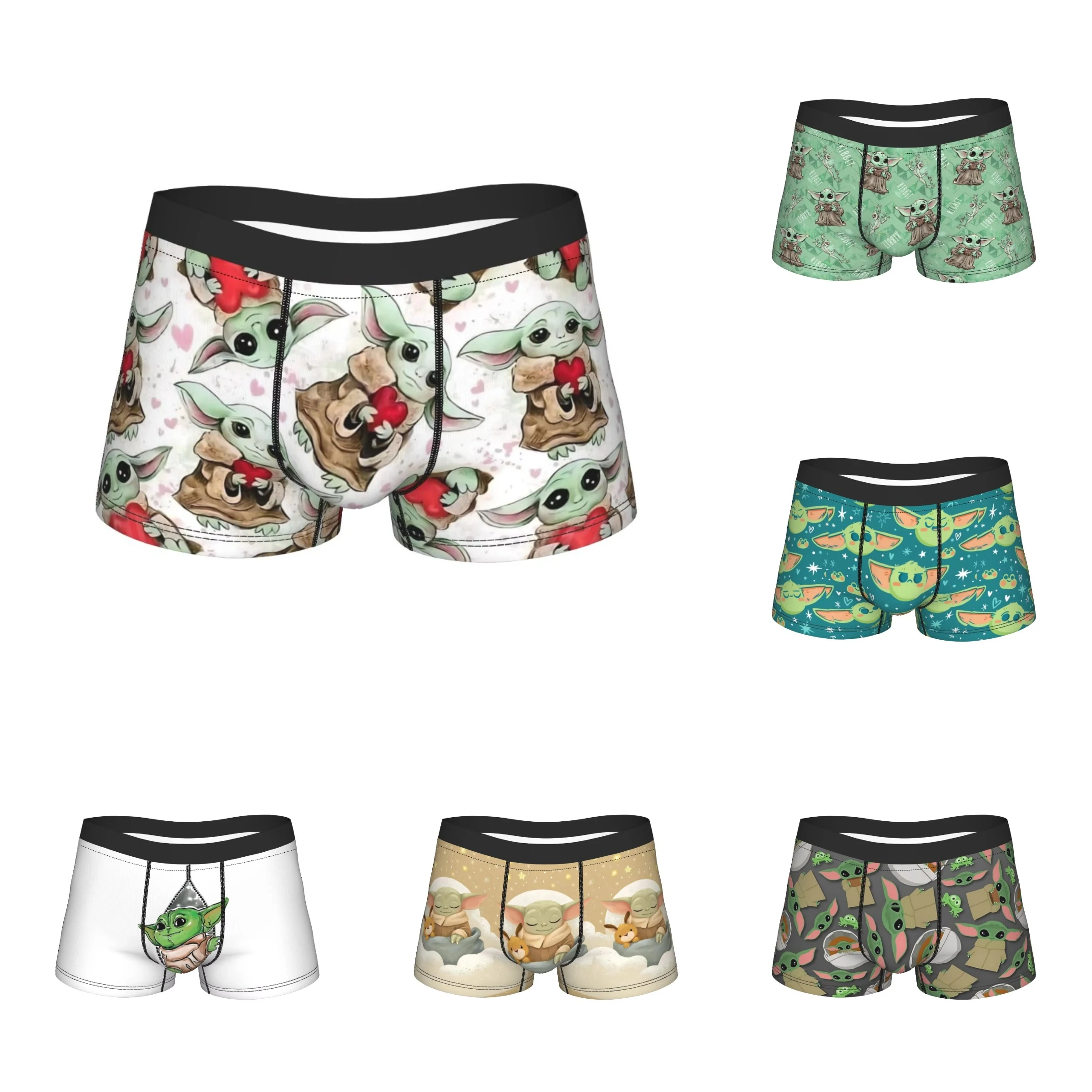 cuecas-boxer-masculinas-shorts-calcinhas-grogu-baby-yoda-mandalorian-roupa-intima-respiravel-starwars-estampada-m-xxl