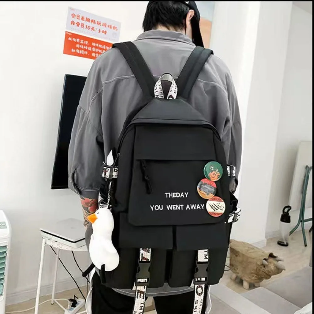 New Korean Style Shoulder Bag Large Capacity Wear Resistant Knapsack Durable Multiple Pockets Schoolbag