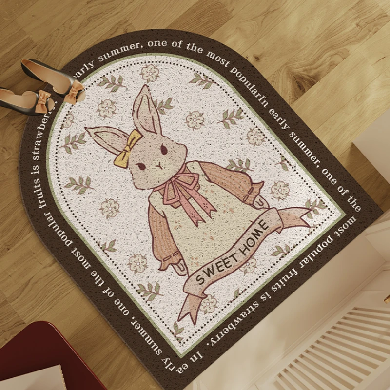 

Nordic ins style pastoral rabbit arch entrance floor mat entrance PVC silk ring carpet wear-resistant dust removal door floor