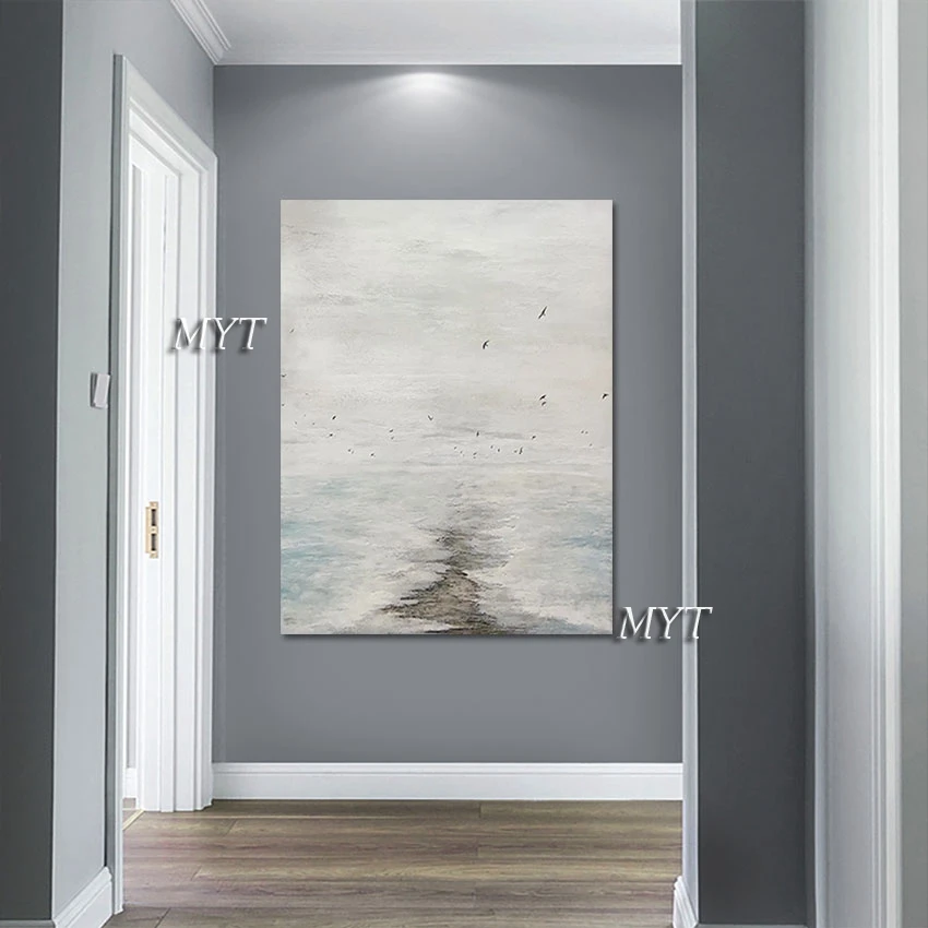 

Современное художественное полотно, морские пейзажи, картина маслом, искусство на стене, пейзаж, Безрамная картина для морской Чайки