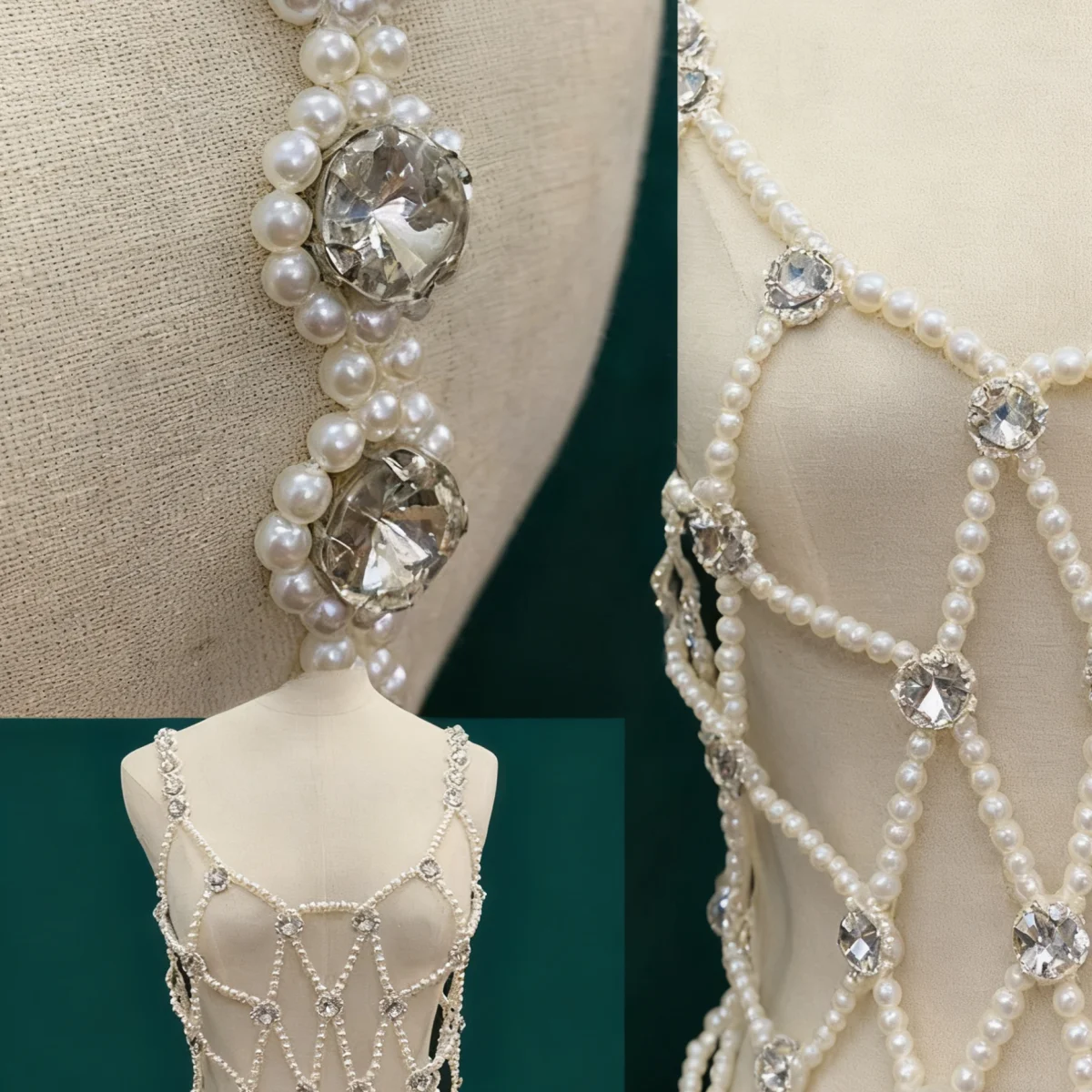 European Style Sexy Hollow Pearl Rhinestone Body Chain Heavy Work Handmade Beaded Vest Accessory Creative Fashion Jewelry