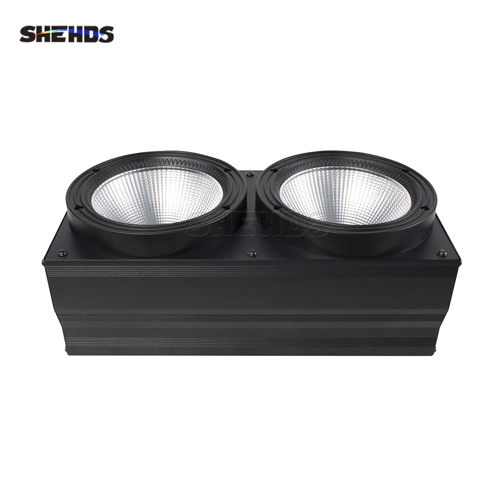 SHEHDS LED 2 Eyes 200W DMX Cool+Warm White COB High Power Blinder Stage Lamp for Theater Concert Christmas Light Audience