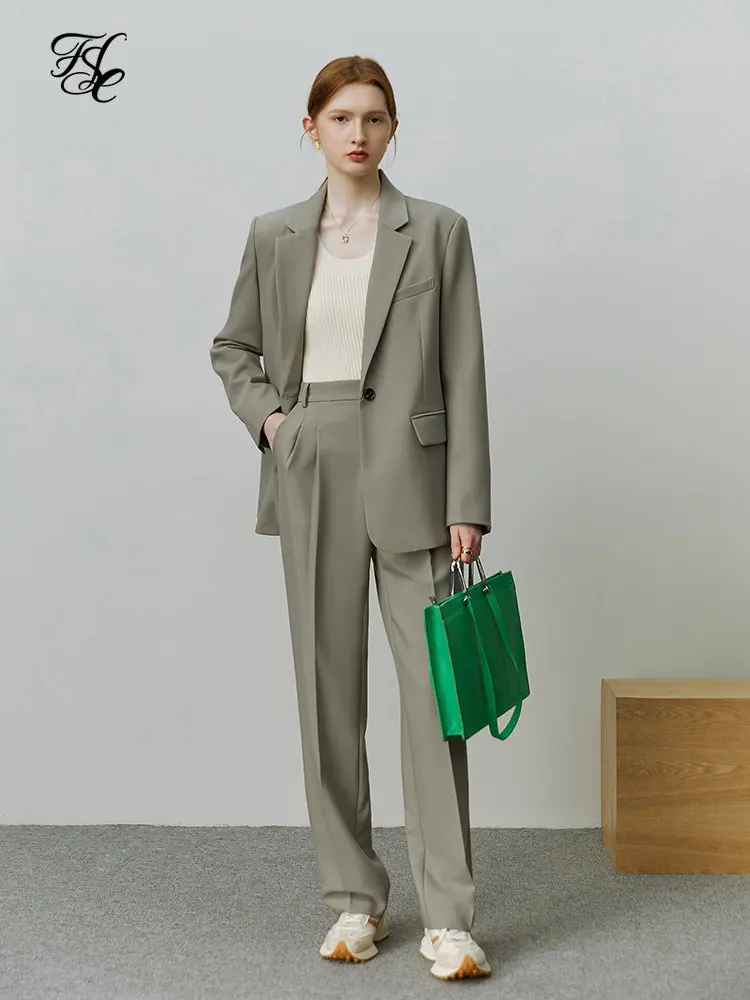 FSLE Korean Style Suit Jacket Women Autumn Office Lady Professional Blazers Casual Commuter Suit Pants Female Two-piece Set