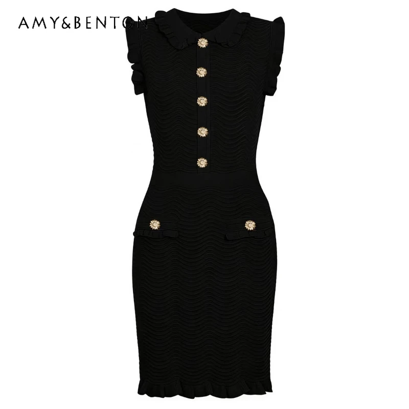 

Temperament Slimming Fashionable Sleeveless Lapel Women's Dress 2026 Spring Summer New Sweet Elegant Striped Dresses Ladies