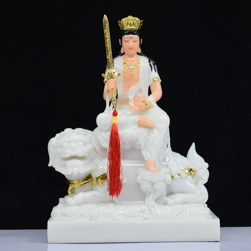 A pair High grade gilding jade Buddha statue Buddhism HOME family effective protection Samantabhadra Bodhisattva Manjusri Buddha