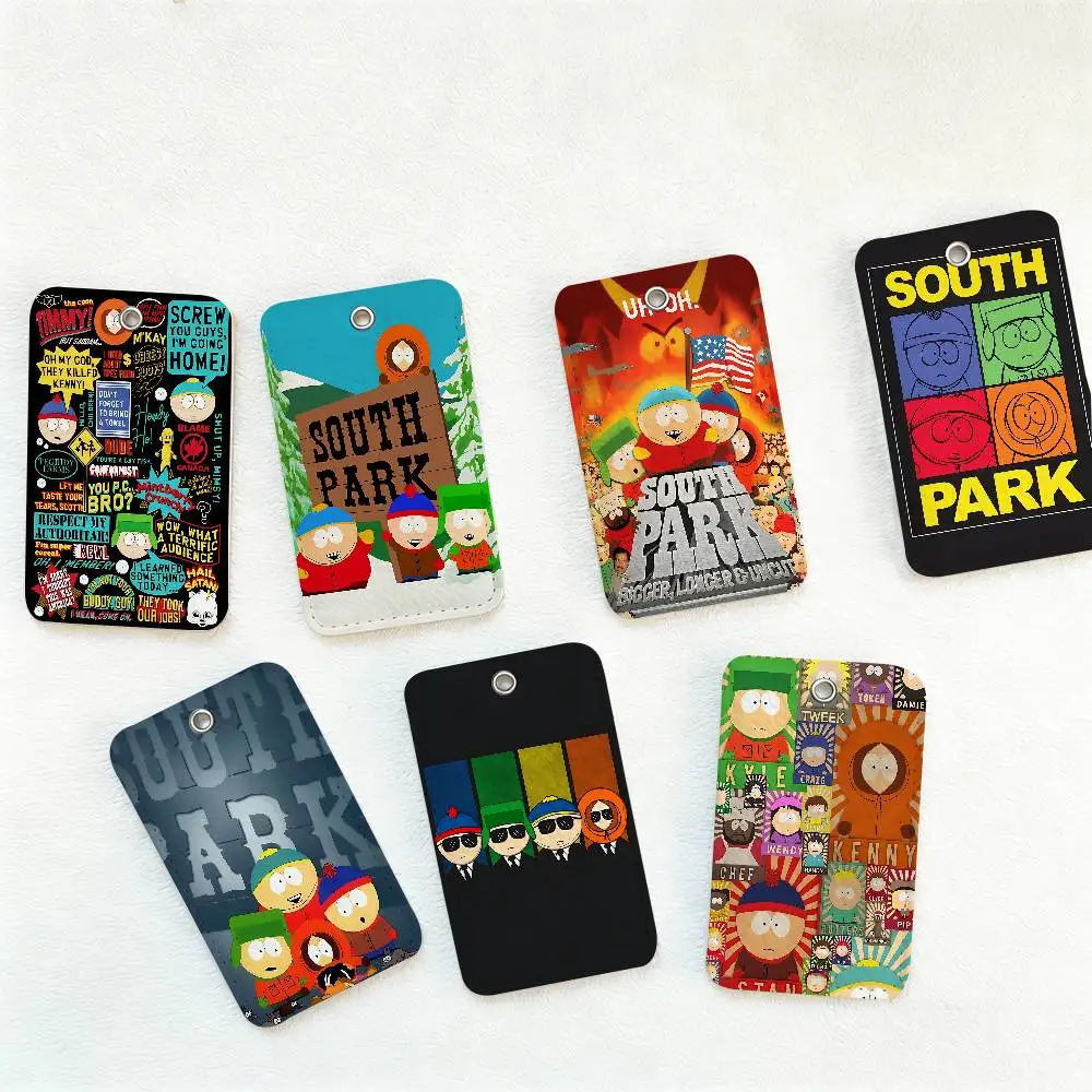 Cartoon-South-parkS PU Soft Leather Rectangular Key Card Holder Induction Elevator Protection Cover Youth Faion Accory