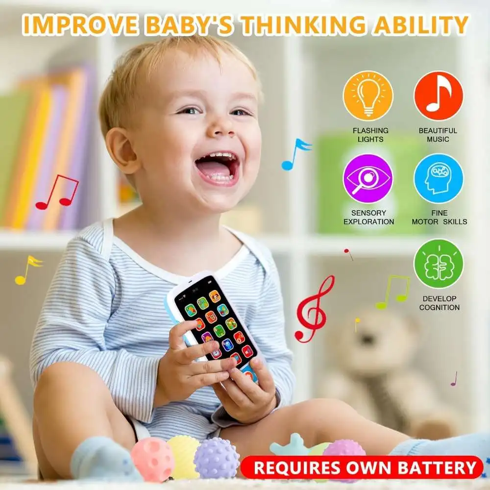 Jouets Montessori pour Bébé de 6 à 36 Mois, Chaîne de Côtes, TeWindsor, Téléphone Portable Analogique, Sensoriel, Simulation à Distance