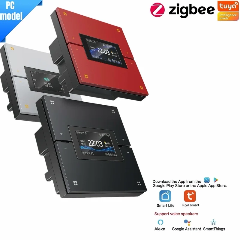 Model PC M9Pro Tuya Zigbee inteligentny przełącznik, inteligentny dom, automatyczny przełącznik scen, ściemnianie, sterowanie zasłonami, wyświetlacz czasu i pogody