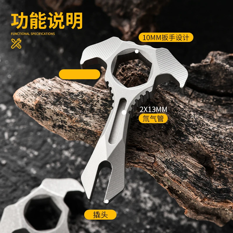 Imagem -02 - Edc Titanium Alloy Multifuncional Abridor de Garrafas Ferramentas Edc Crowbar Beads Mão ao ar Livre Camping