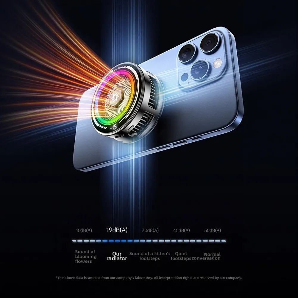 Magnetic Phone Radiator With Smart Temperature Control & RGB Light Adjustment Mobile-phone Cooling Fan For Gaming Accessories